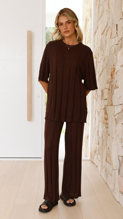 Bayu Knit Pants - Brown