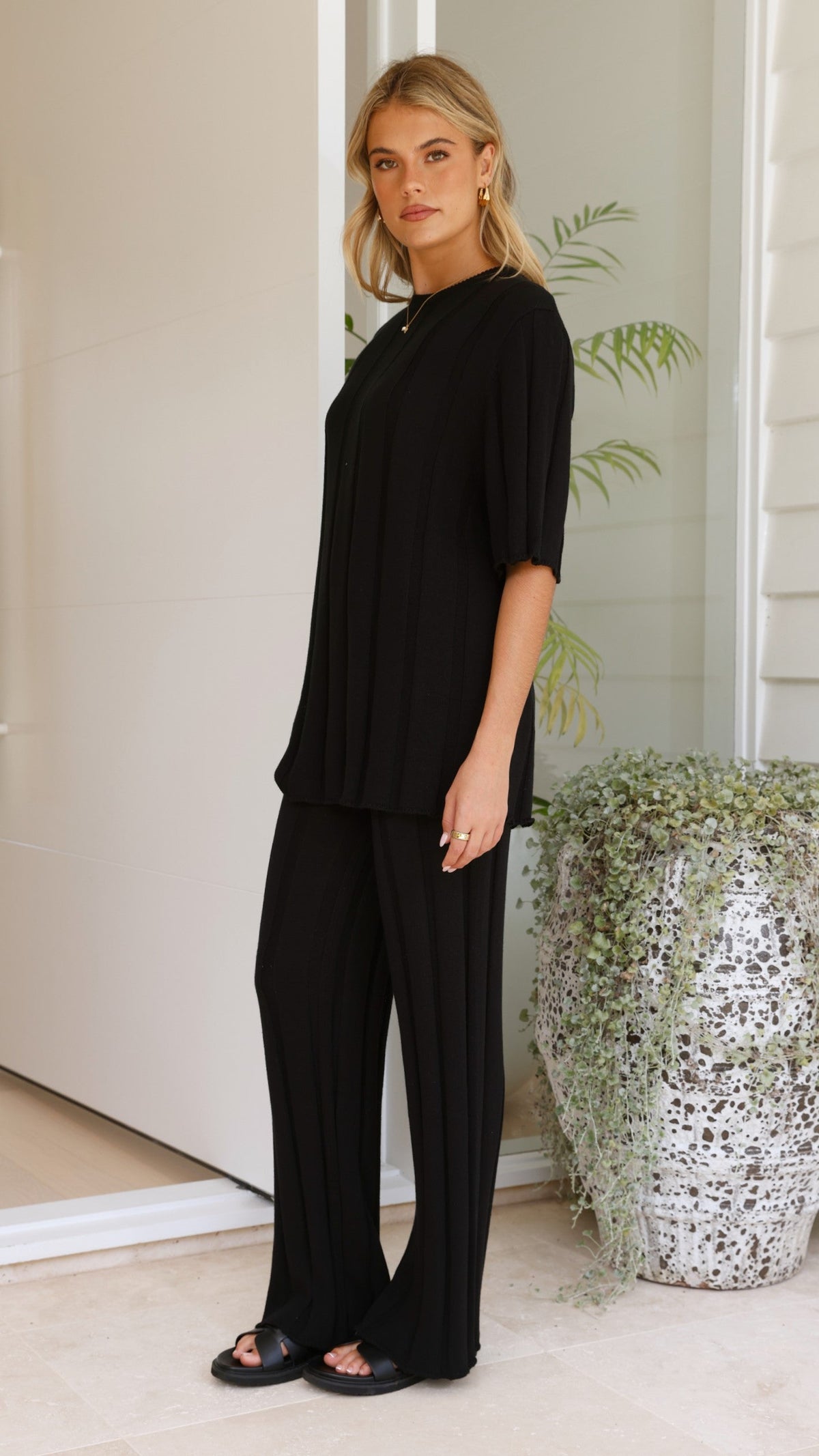 Bayu Knit Pants - Black