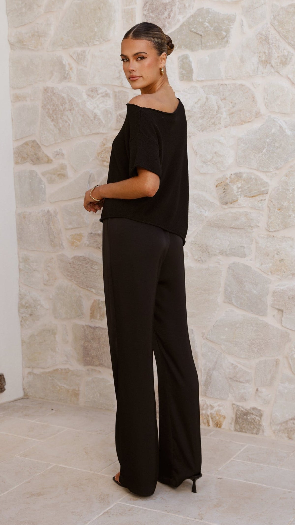 Blair Off Shoulder Tee - Black