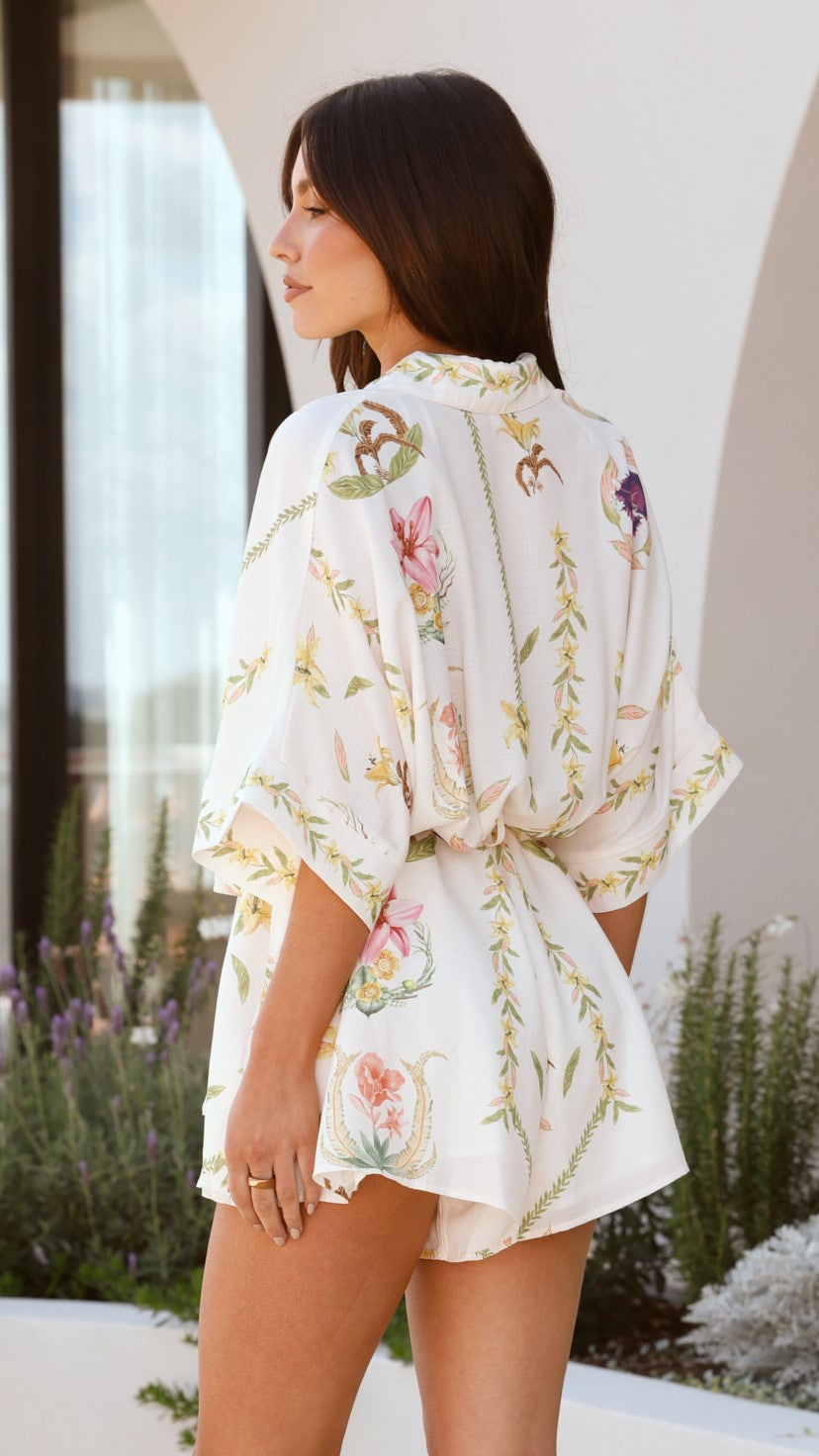 Carmen Playsuit - Flower Print