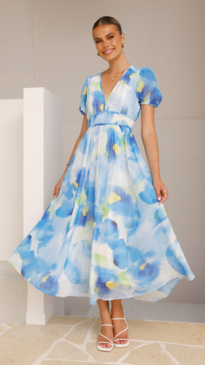 Amberose Maxi Dress -  Blue/Green