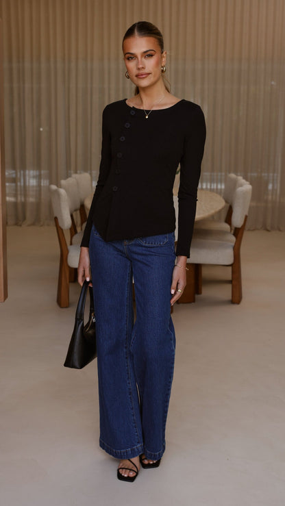 Addison Long Sleeve Top - Black