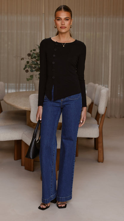 Addison Long Sleeve Top - Black