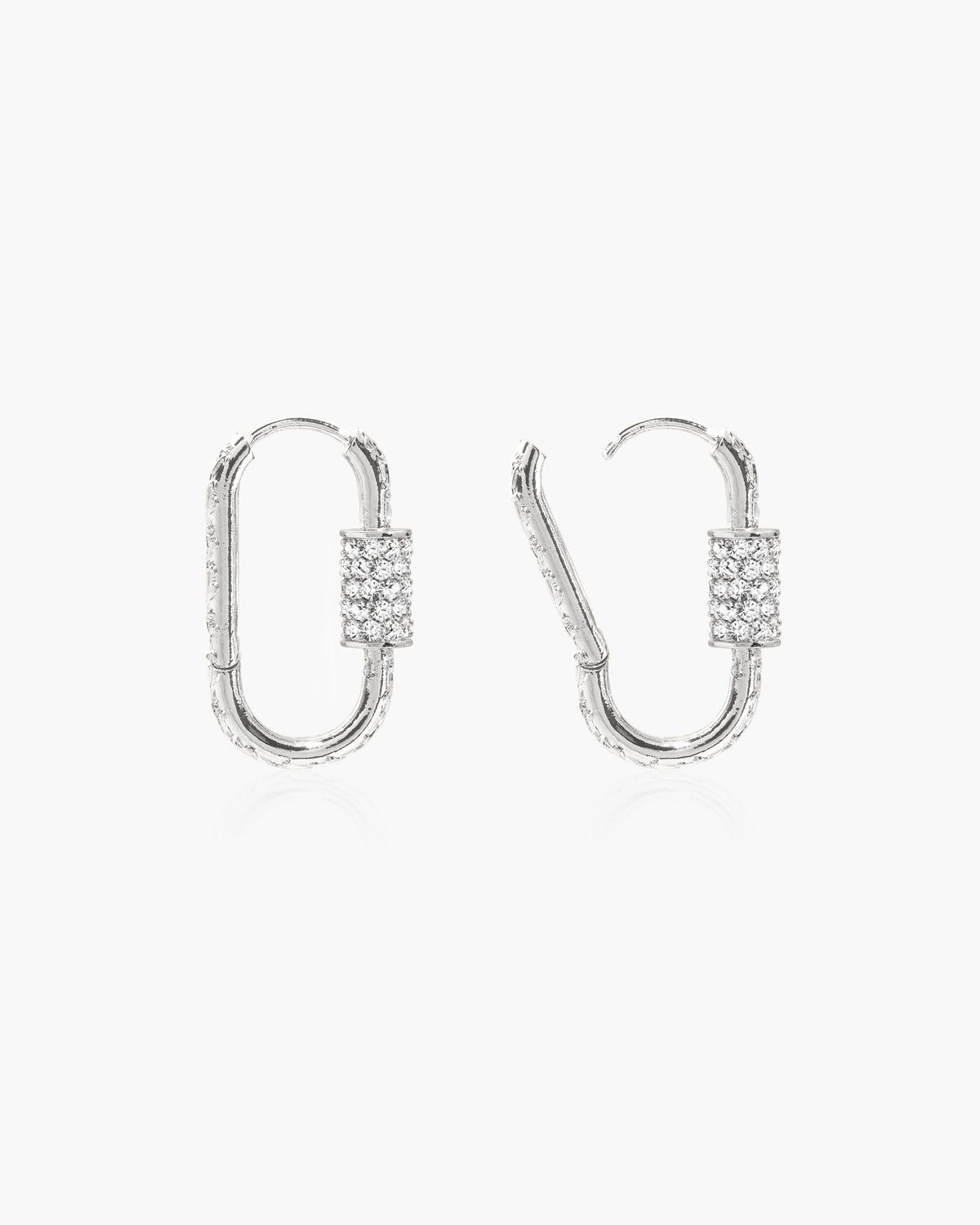 Eden Carabiner Huggie Earrings in Silver