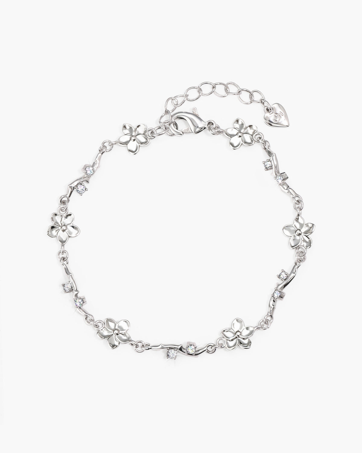 Ivy Floral Bracelet in Silver