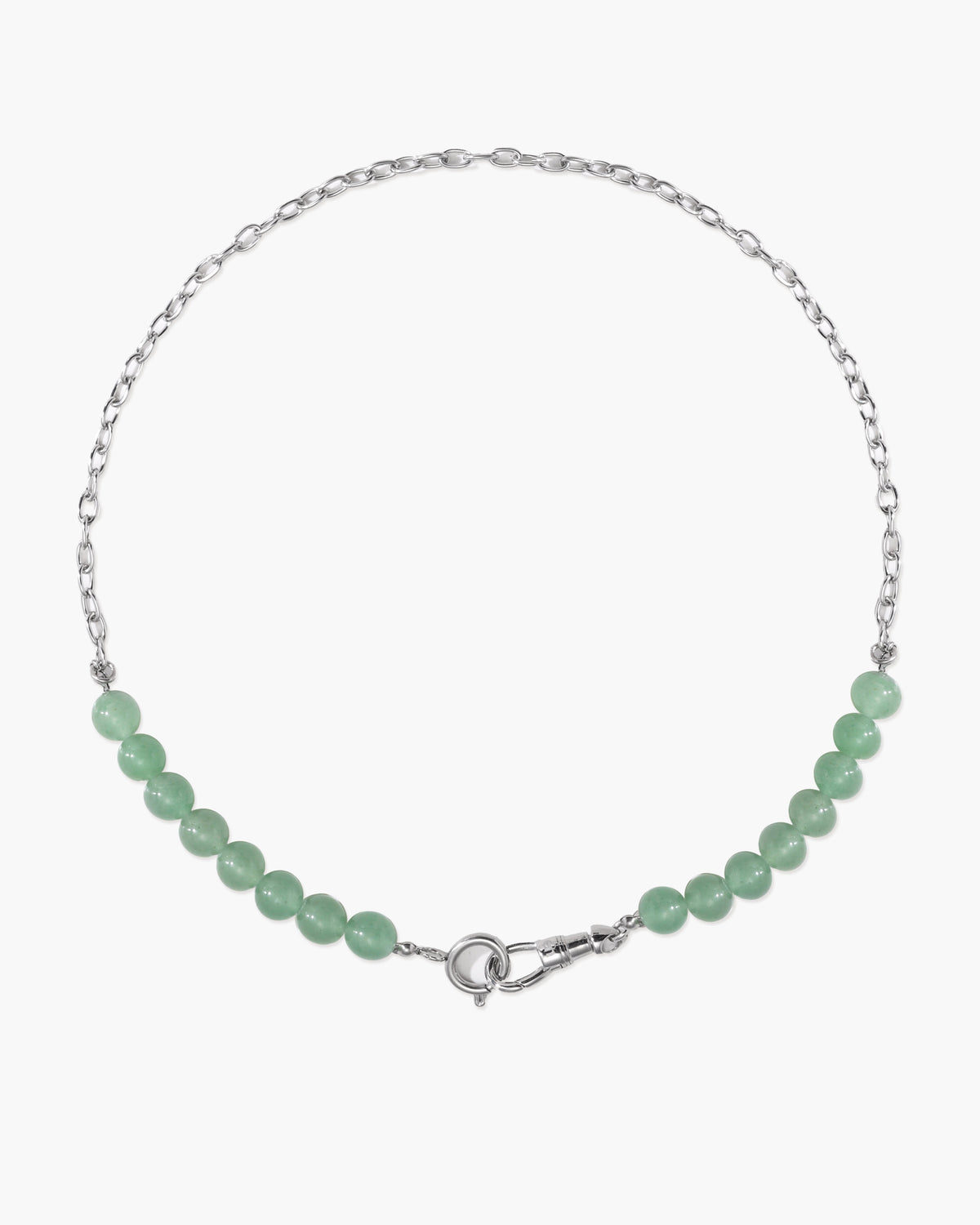 Green Aventurine Beaded Necklace with Charm Holder Clasp