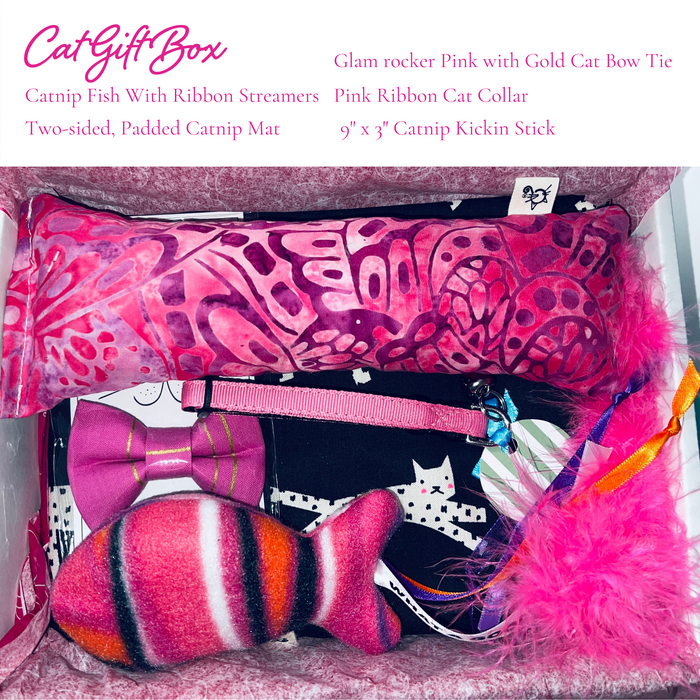 5 Piece Pretty and Pink Cat Gift Box with 19 x 17 Catnip Mat
