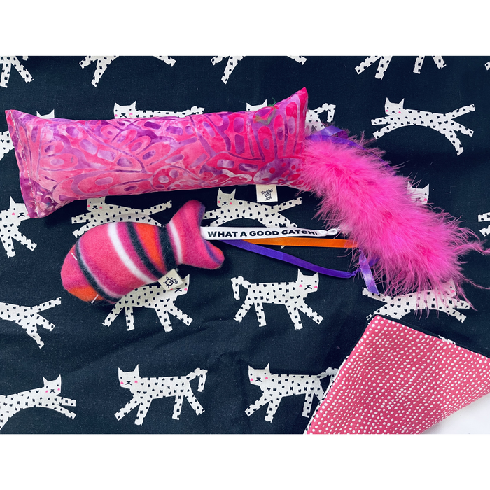 5 Piece Pretty and Pink Cat Gift Box with 19 x 17 Catnip Mat