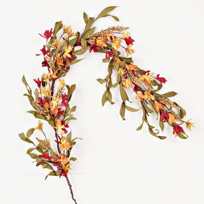 530161- 4ft Garland-Orange Burgundy wild flower with heather