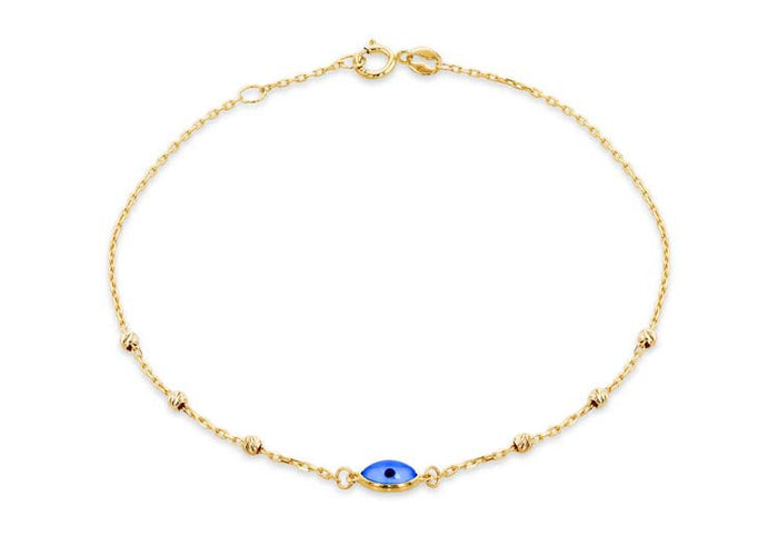 9K Yellow Gold Evil Eye Dc Ball Bracelet 19cm