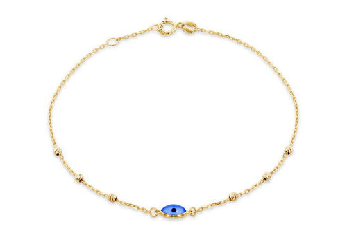 9K Yellow Gold Evil Eye Dc Ball Bracelet 19cm