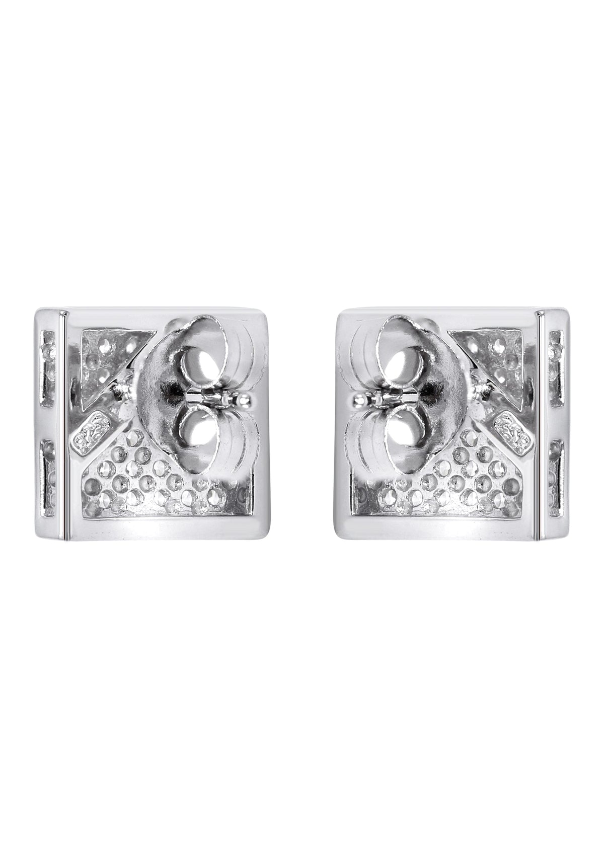 Mens Jewelry - Silver Micro Pave Square Iced Out VVS Stud Earrings for Men | Appx. 2.1 Grams