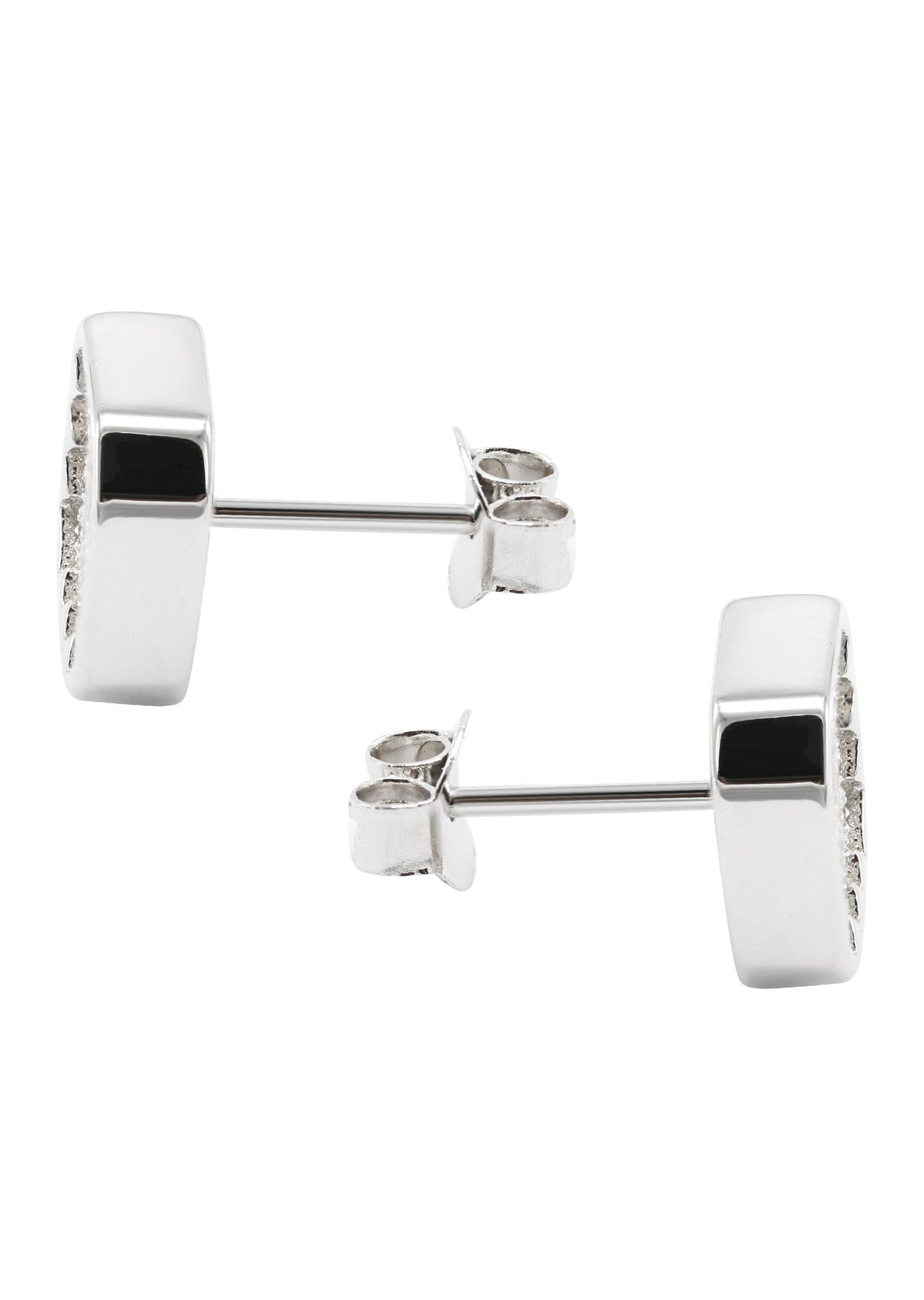 Mens Jewelry - Silver Micro Pave Sun Square Iced Out VVS Stud Earrings for Men | Appx. 3 Grams