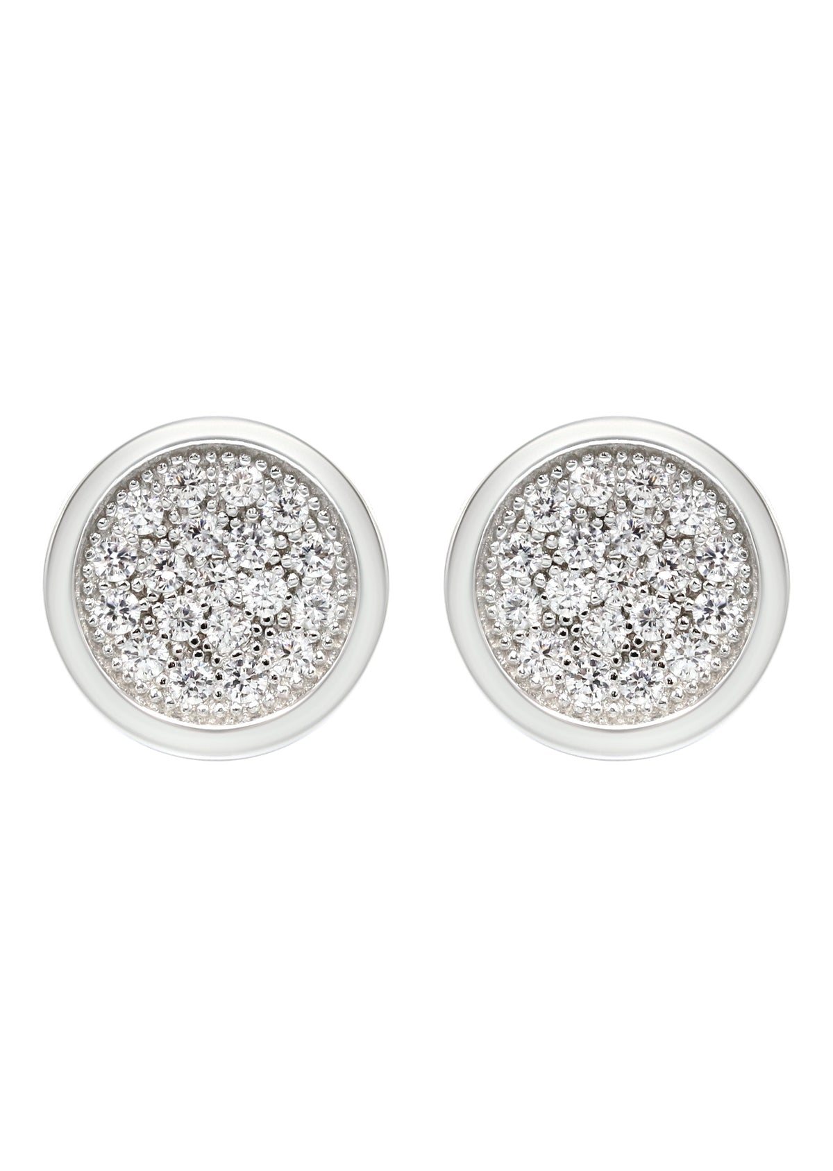 Mens Jewelry - Silver Micro Pave Circle Iced Out VVS Stud Earrings for Men | Appx. 3 Grams