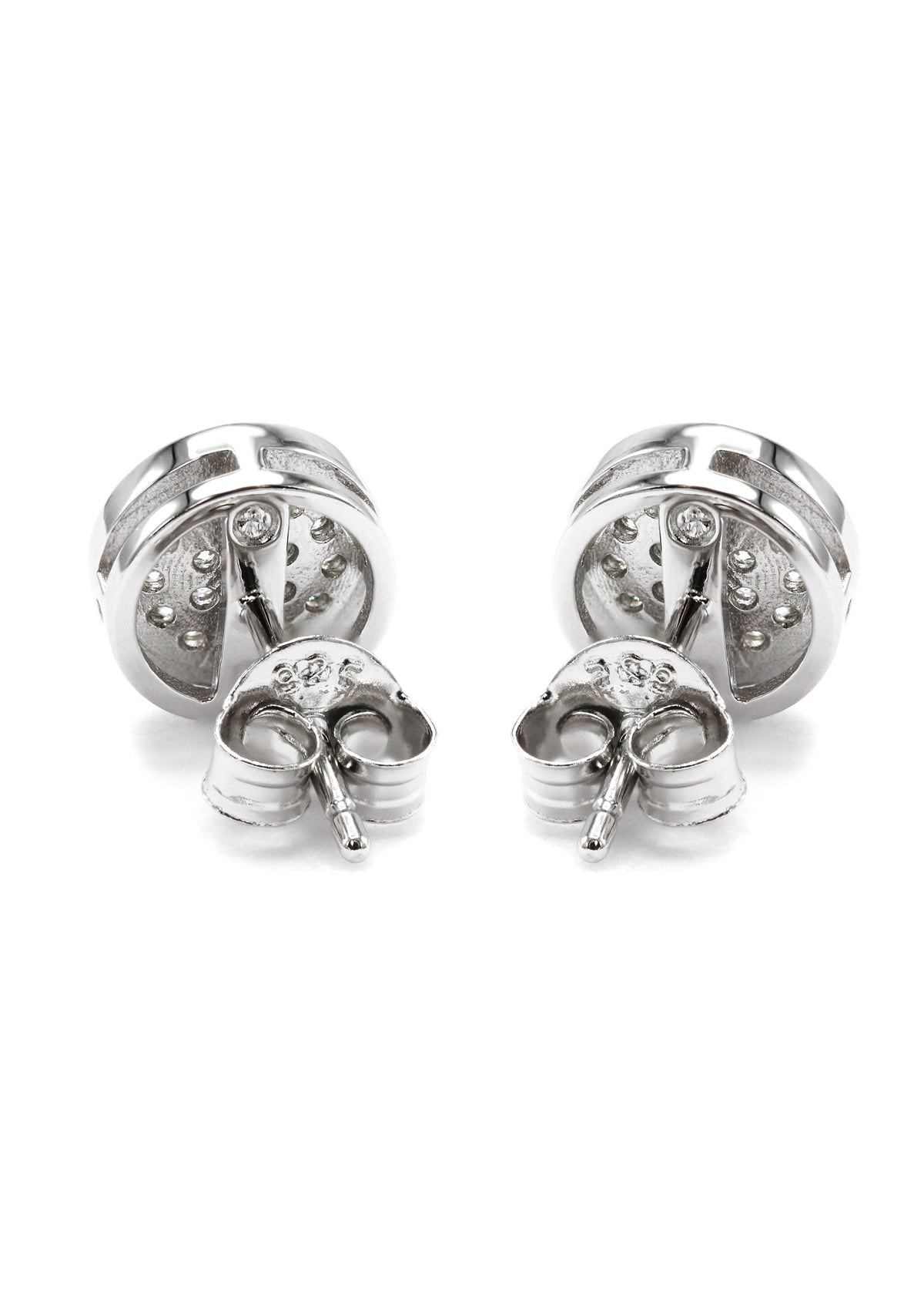 Mens Jewelry - Silver Micro Pave Circle Iced Out VVS Stud Earrings for Men | Appx. 3 Grams