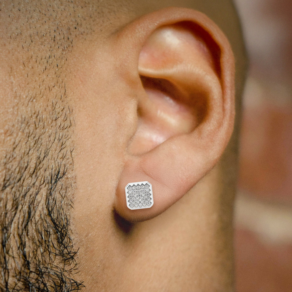 Mens Jewelry - Silver Micro Pave Iced Out VVS Earrings for Men | Appx. 3.5 Grams