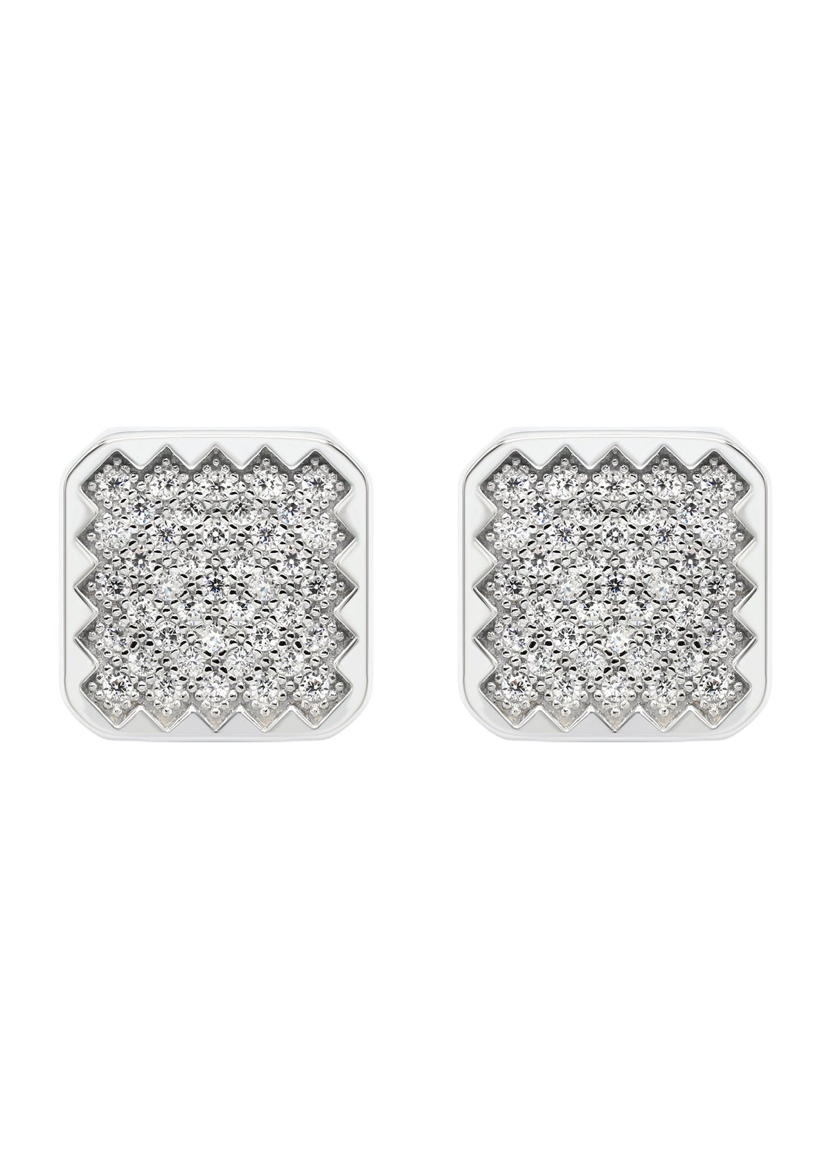 Mens Jewelry - Silver Micro Pave Iced Out VVS Earrings for Men | Appx. 3.5 Grams