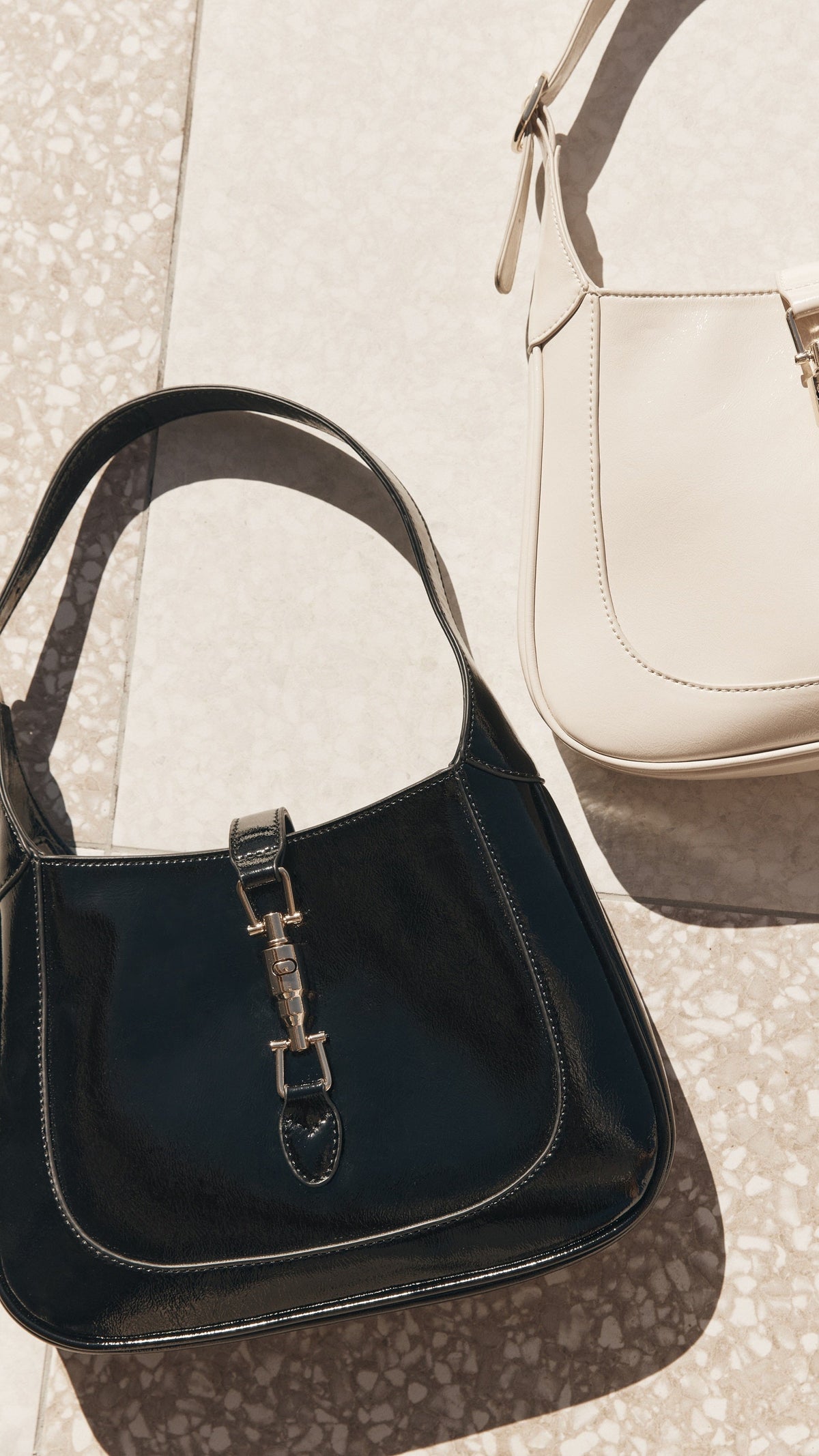Alix Shoulder Bag - Black Crinkle Patent