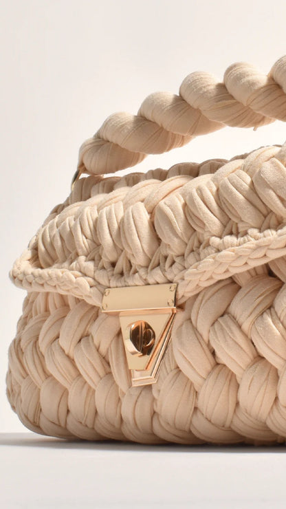Annabel Chunky Plaited Handbag - Cream