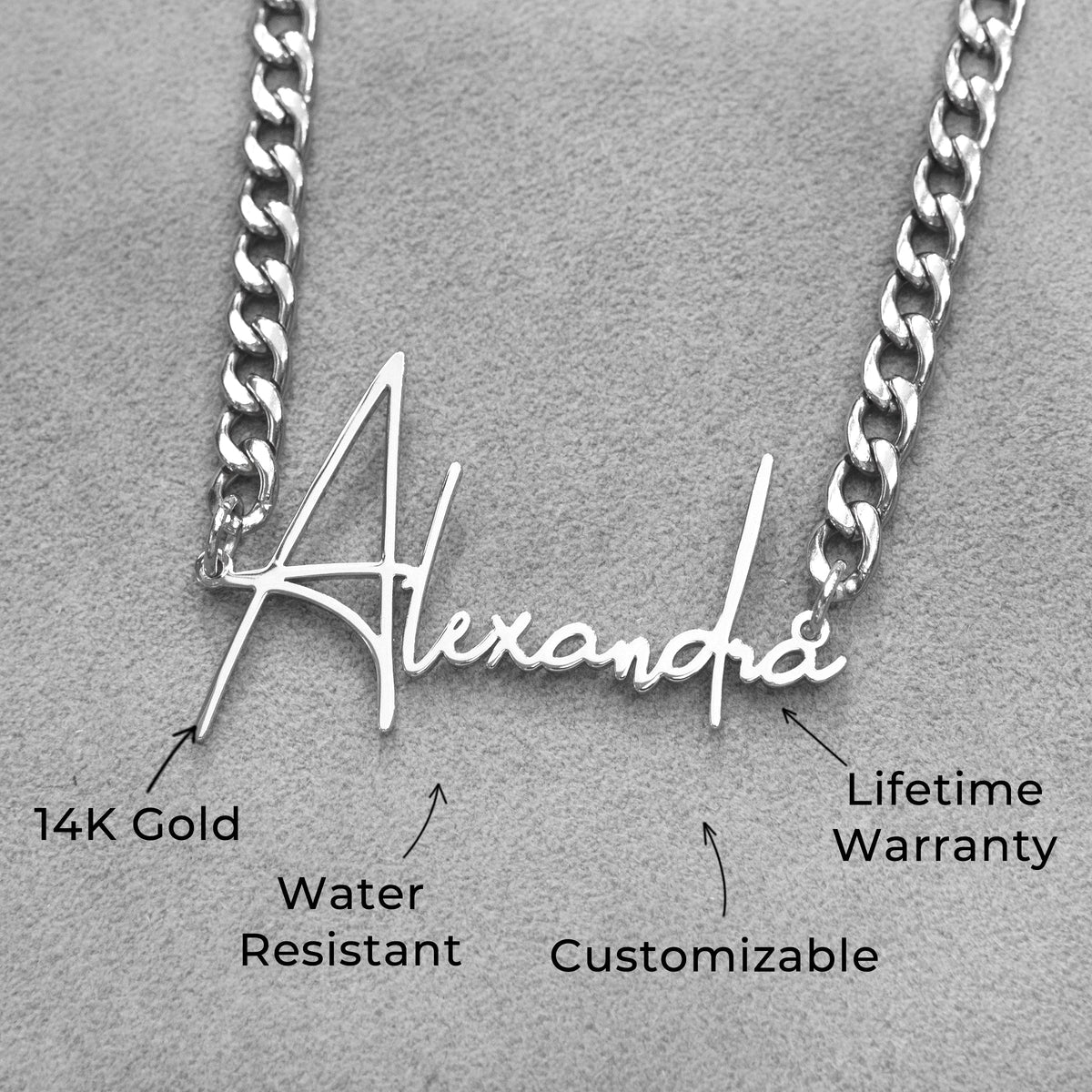 Women Jewelry - White Gold Name Necklace | Style # N31