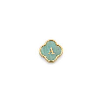 Amazonite Clover Charms (Gold) - Initials