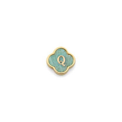 Amazonite Clover Charms (Gold) - Initials
