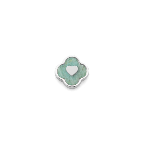 Amazonite Clover Charms (Silver) - Heart