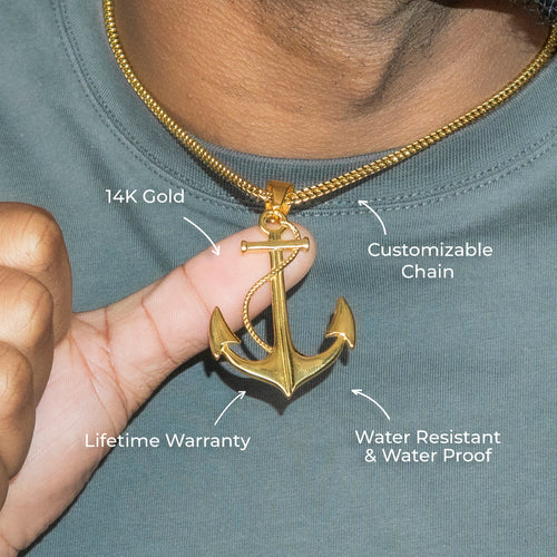 Mens Jewelry - 14K Gold Anchor Necklace | Appx. 9 Grams