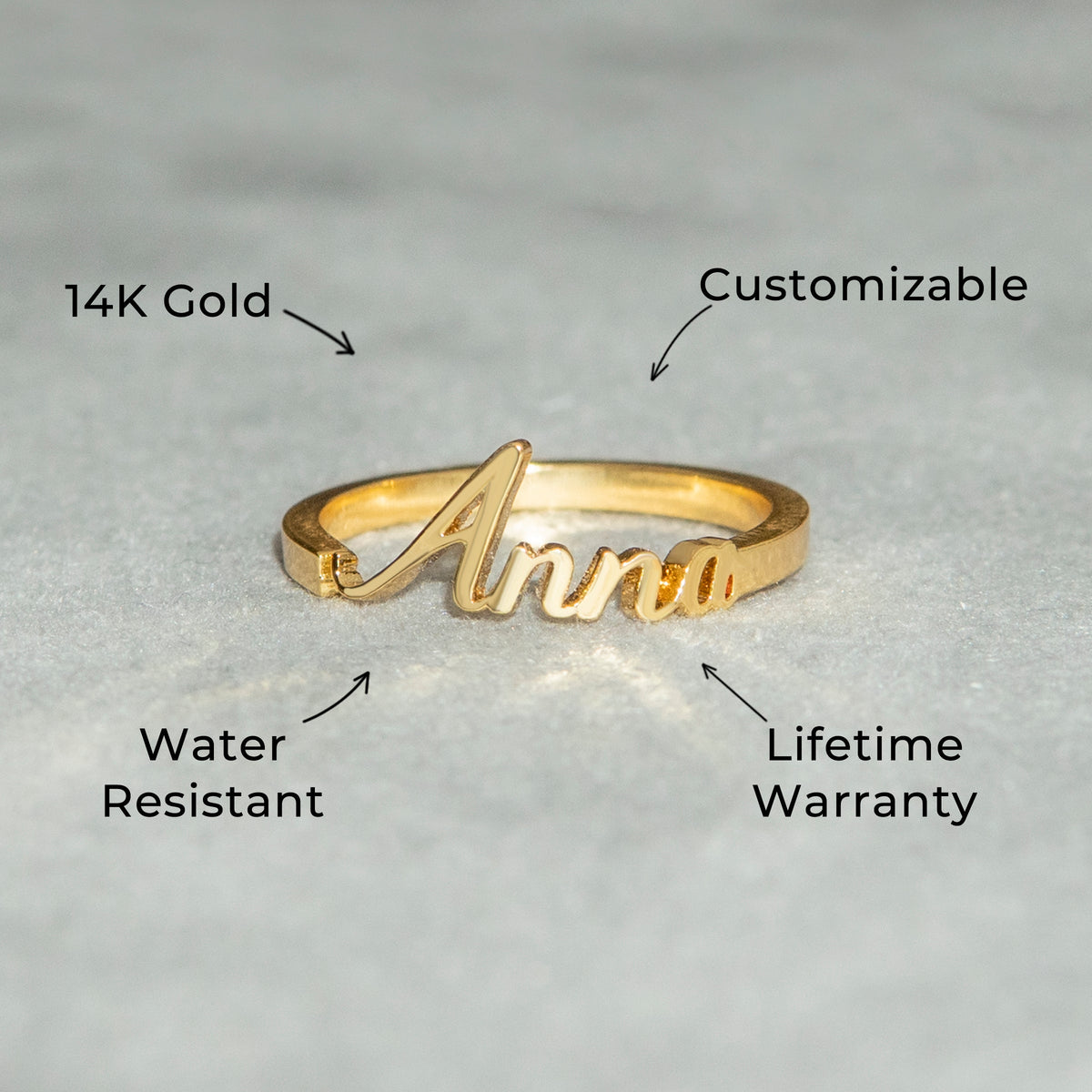 Women Jewelry - Gold Name Ring | Style # R03