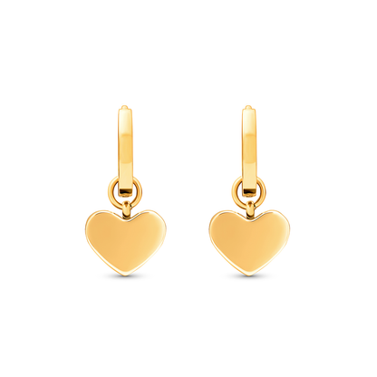 Mint Green Quartz Heart Huggie Earring Set (Gold)