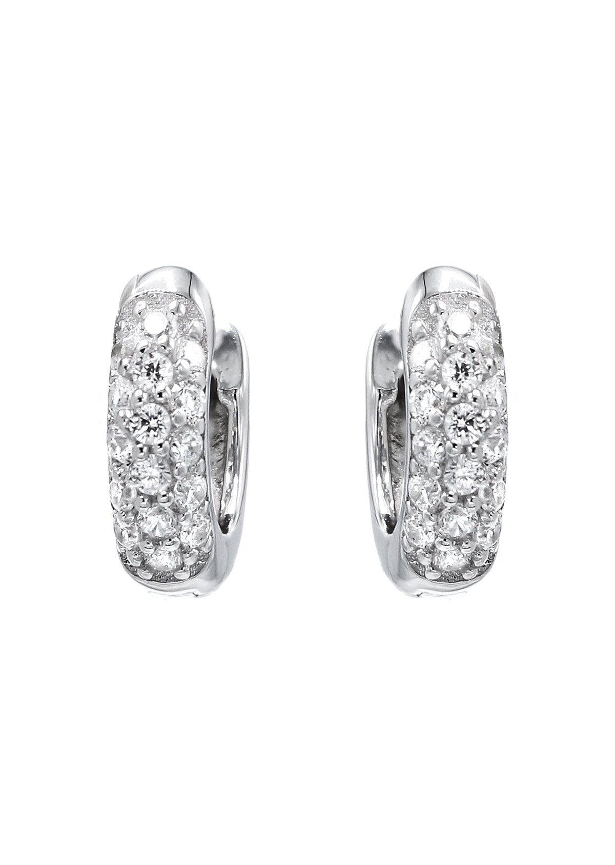 Mens Jewelry - Silver Round  Iced Out VVS Hoop Earrings for Men| Appx. 2.3 Grams