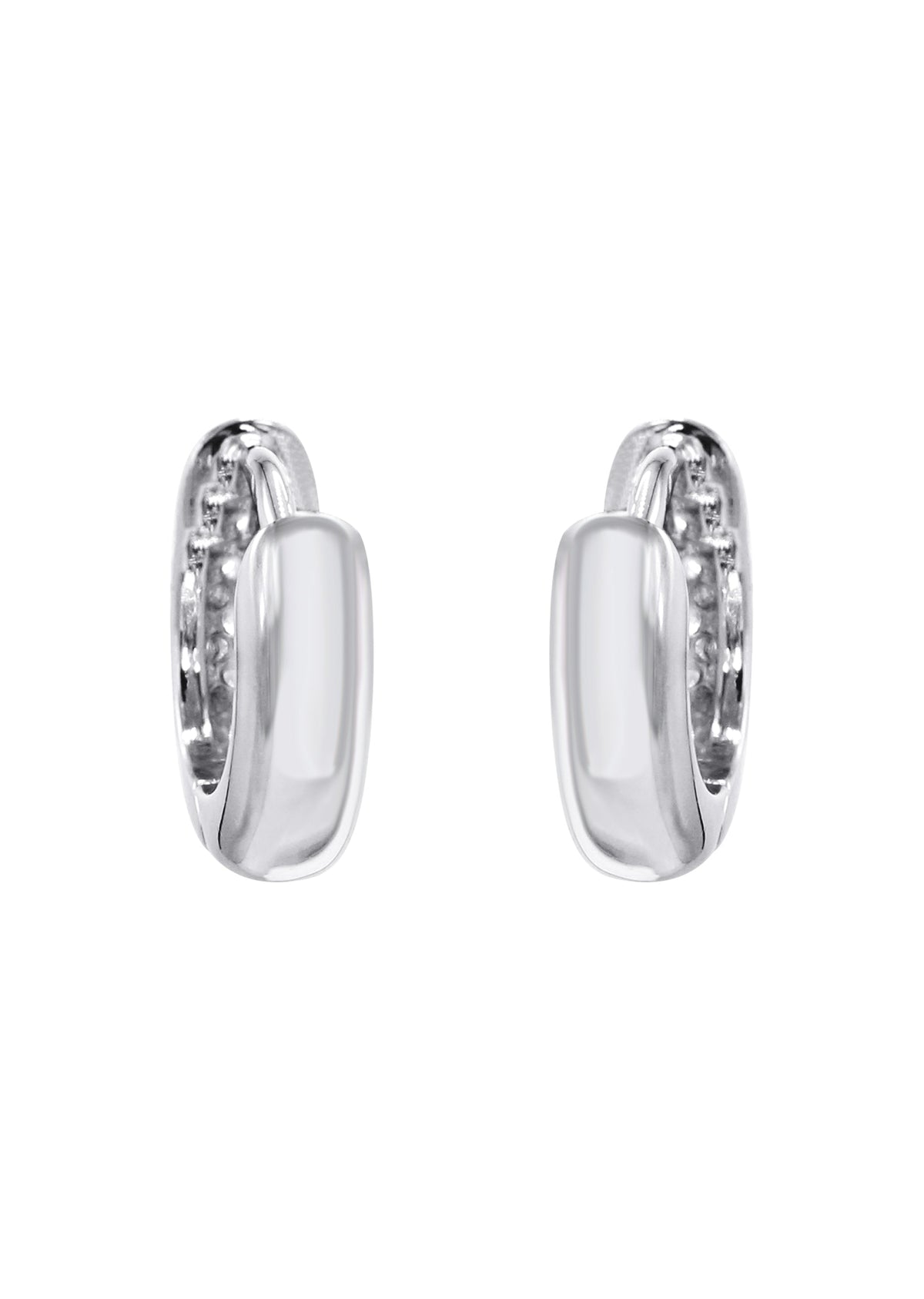 Mens Jewelry - Silver Round  Iced Out VVS Hoop Earrings for Men| Appx. 2.3 Grams