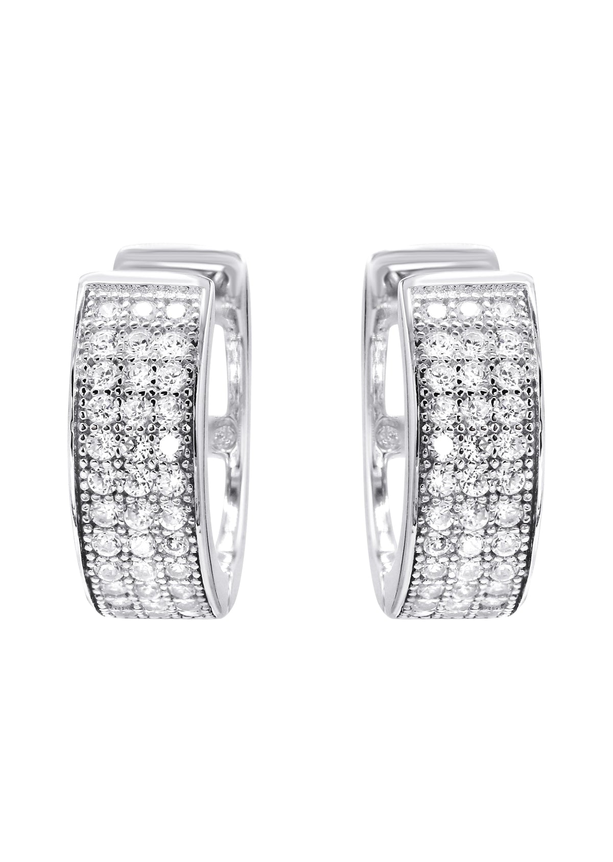 Mens Jewelry - Silver Round  Iced Out VVS Hoop Earrings for Men | Appx. 3 Grams