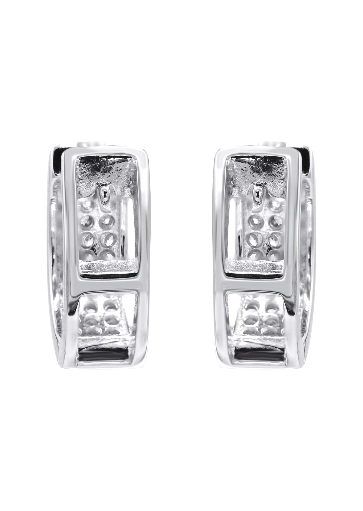 Mens Jewelry - Silver Round  Iced Out VVS Hoop Earrings for Men | Appx. 3 Grams
