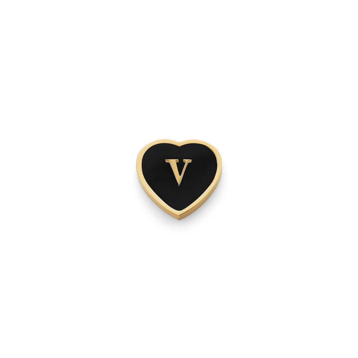 Black Enamel Heart Charms (Gold) - Initials