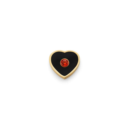 Black Enamel Heart Charms (Gold) - Birthstone