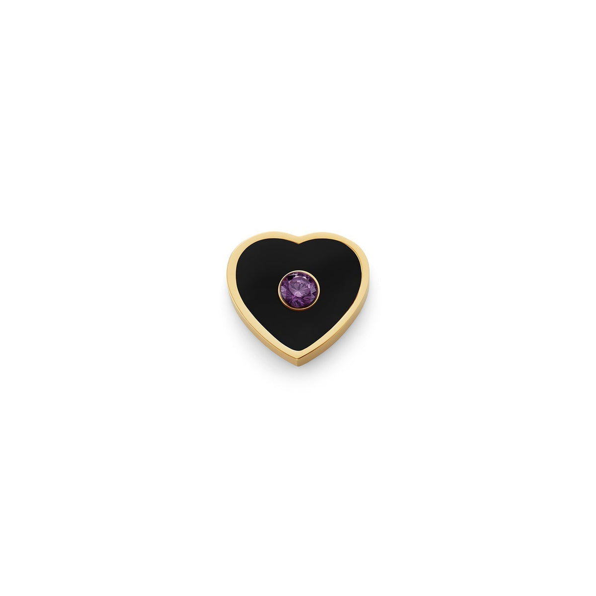 Black Enamel Heart Charms (Gold) - Birthstone