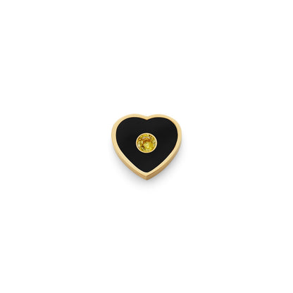 Black Enamel Heart Charms (Gold) - Birthstone