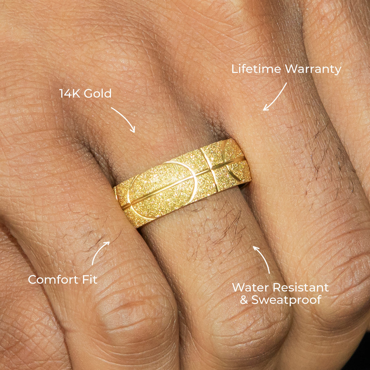 Mens Jewelry - Sand Blast Gold Wedding Ring | 9 Grams