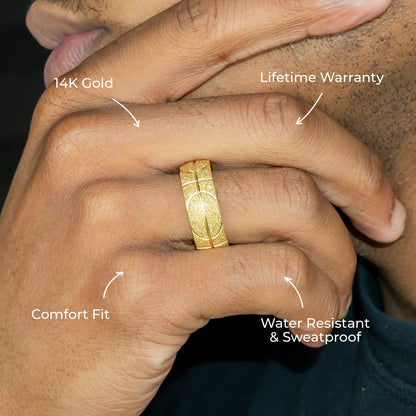Mens Jewelry - Sand Blast Gold Wedding Ring | 9 Grams