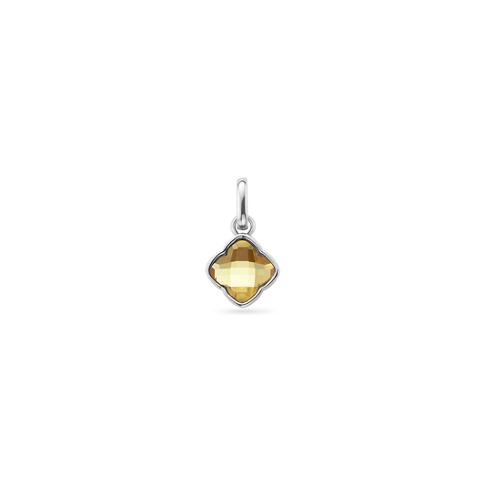 Faceted Birthstone Clover Pendant (Silver)