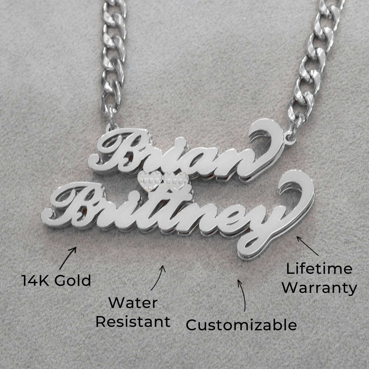 Women Jewelry - White Gold Name Necklace | Style # N28