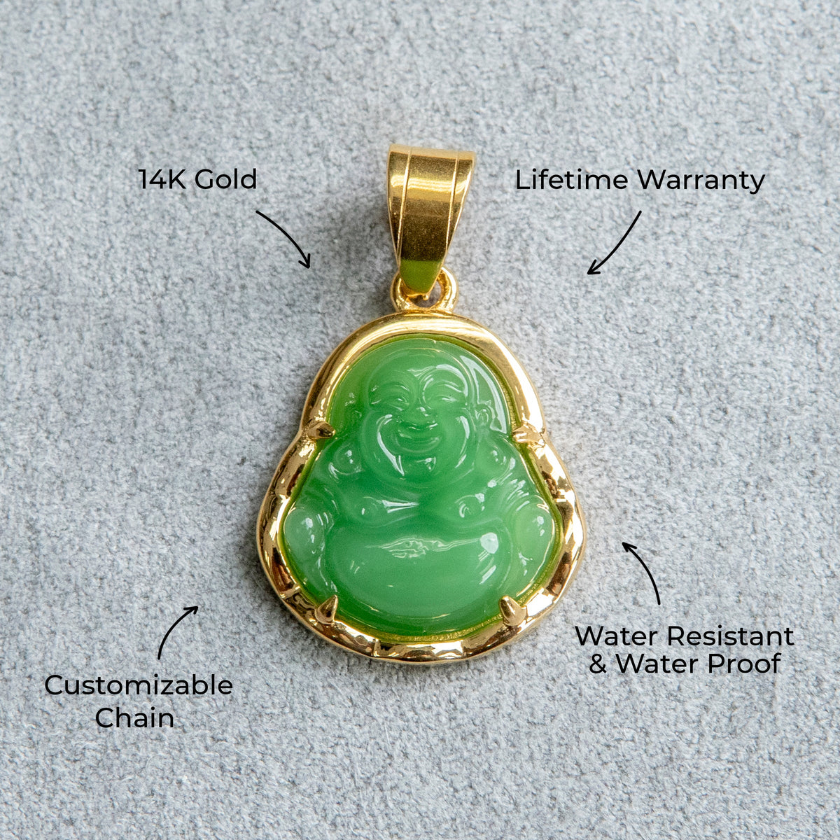 Mens Jewelry - 14K Gold Buddha Necklace | Appx. 5 Grams