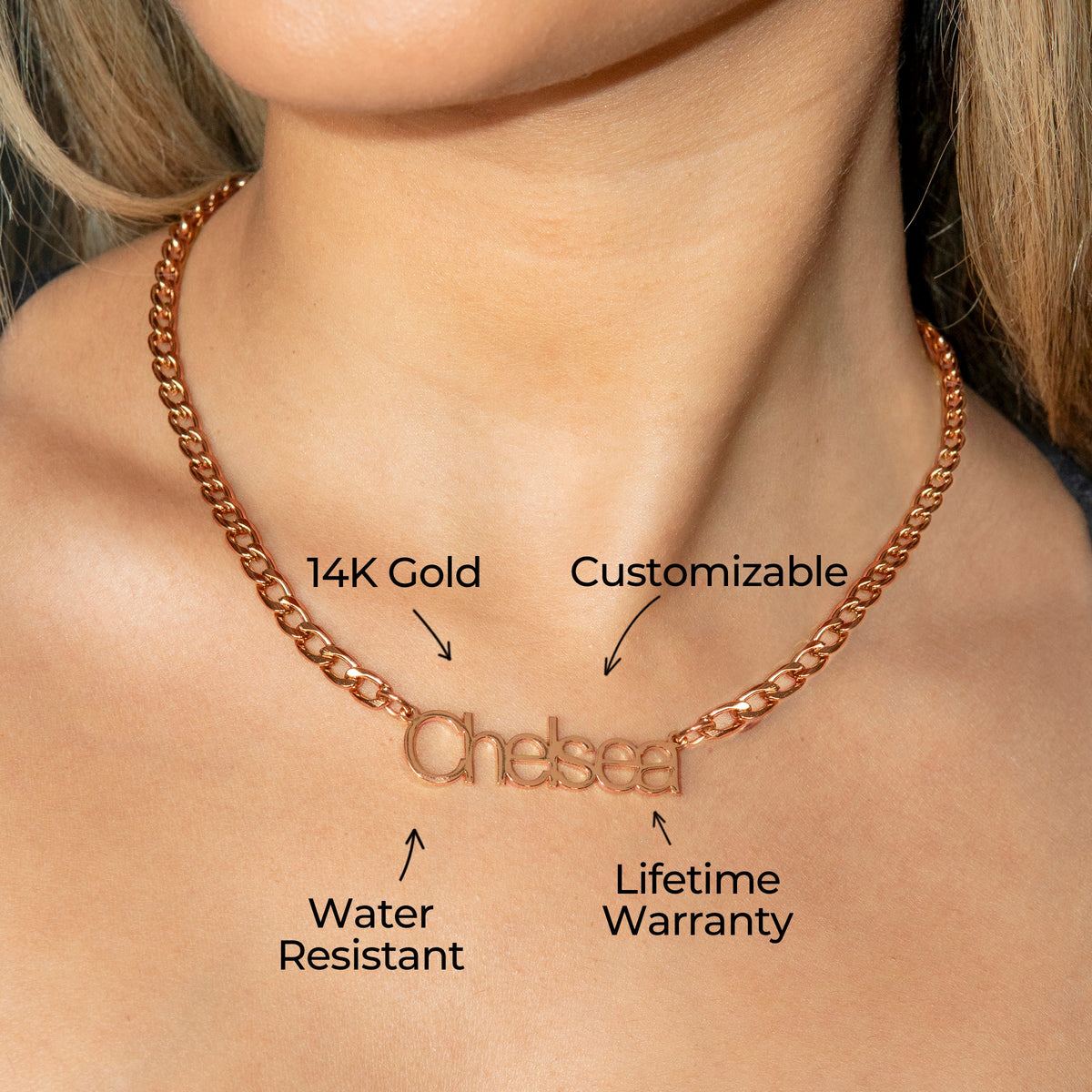 Women Jewelry - Rose Gold Name Necklace | Style # N03