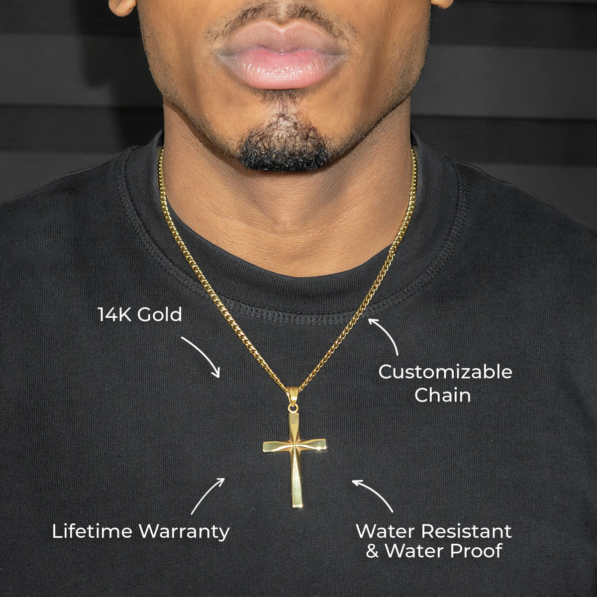Mens Jewelry - 14K Gold Cross Necklace | Appx. 12 Grams
