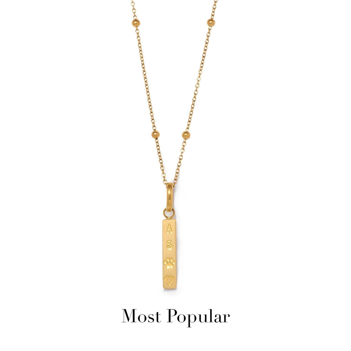 Custom Stamped Bar Pendant Necklace (Gold)