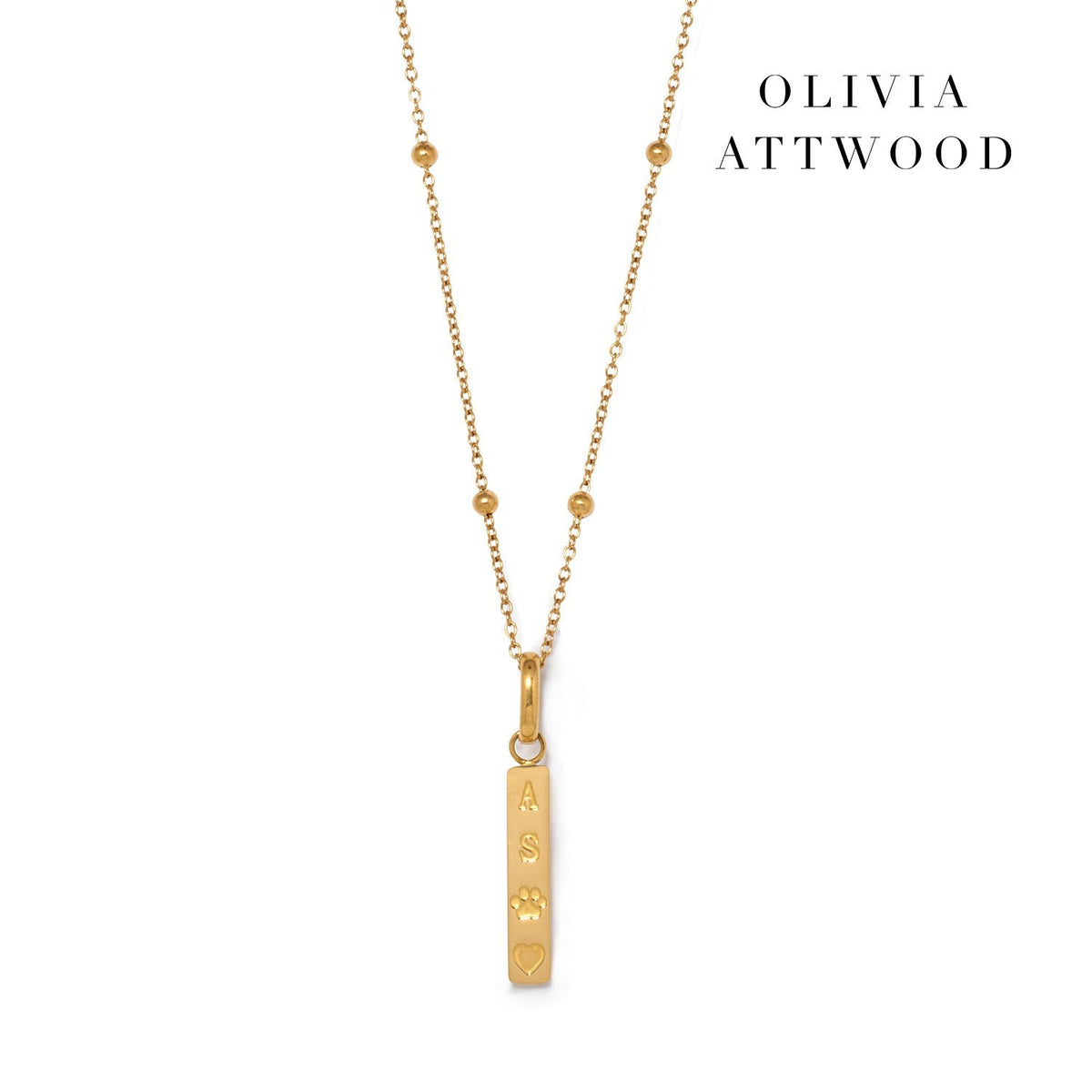 Custom Stamped Bar Pendant Necklace (Gold)