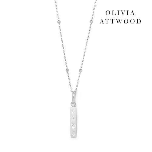 Custom Stamped Bar Pendant Necklace (Silver)
