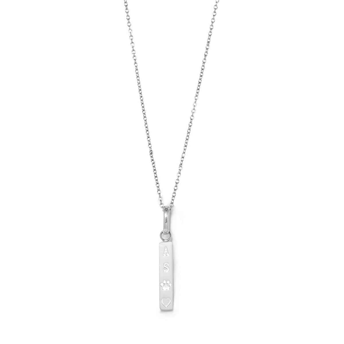 Custom Stamped Bar Pendant Necklace (Silver)