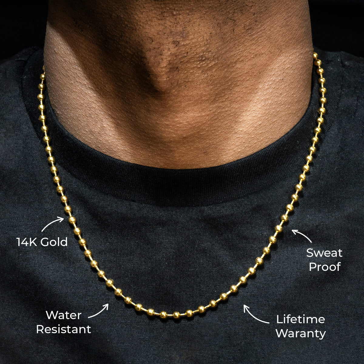 Gold Jewelry -  Mens 14K Gold Chain Dog Tag